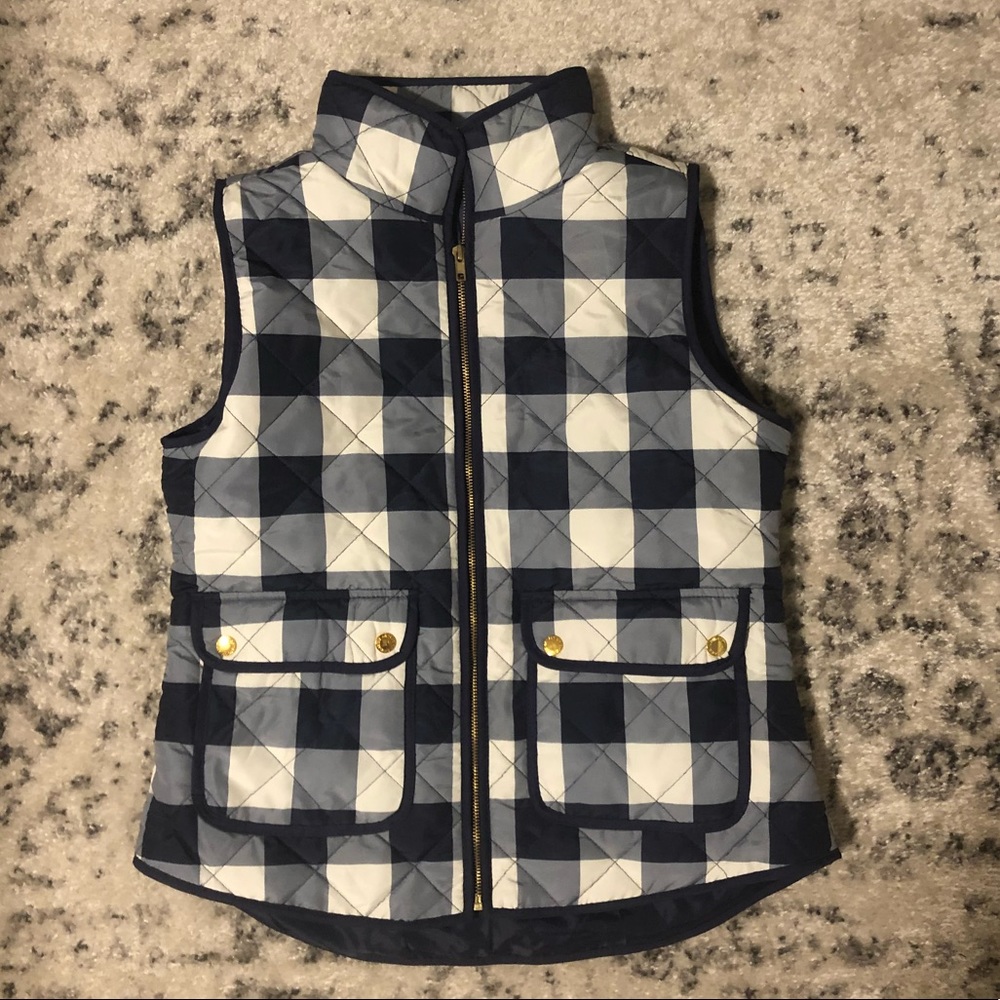 Navy and white checkered vest
